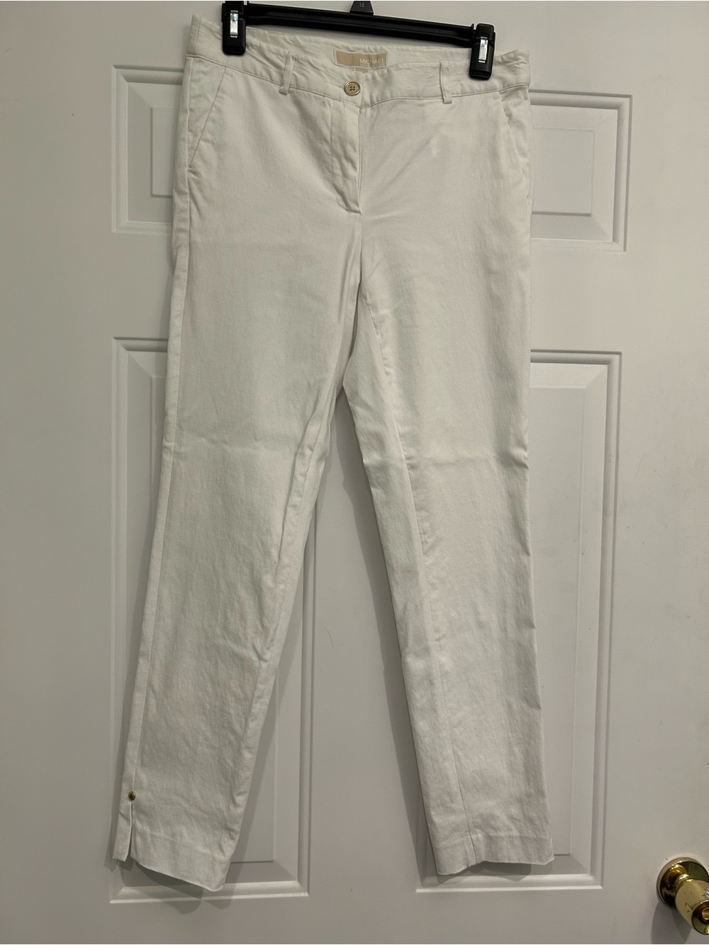 Michael Kors White Pants with Gold Button Detail 4